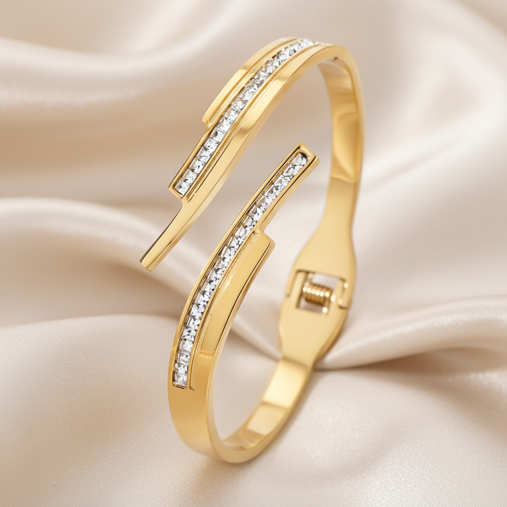 Seraphine Crystal Bangle For Women - 18K Gold Plated