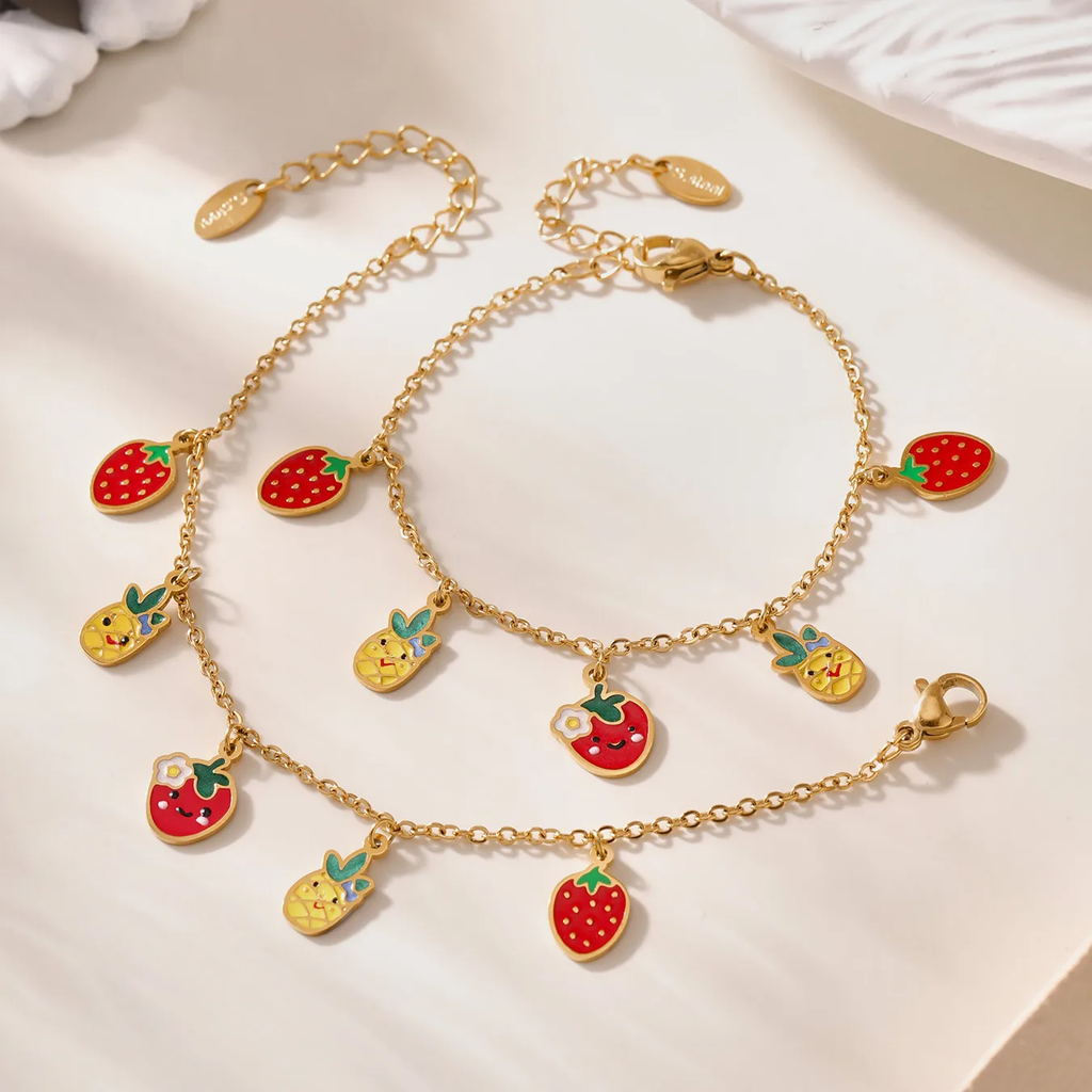 Premium Fruity Charm Kids Jewelry Combo - 18K Gold Plated